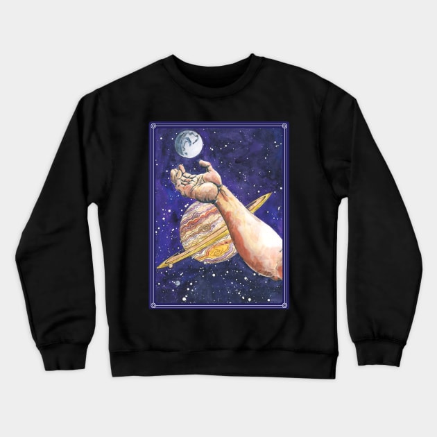 A Moon in the Hand Crewneck Sweatshirt by seangreenbergart